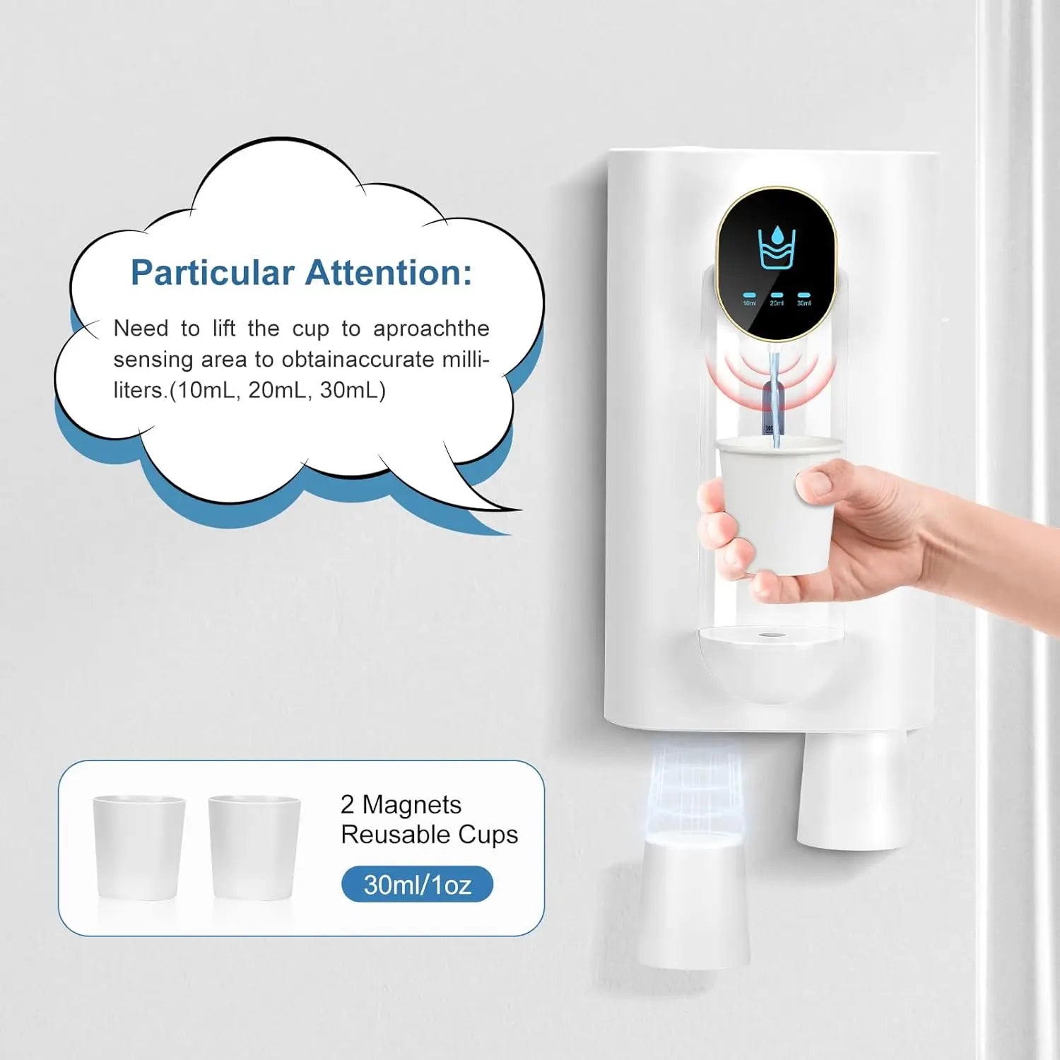 Touchless Wall-Mounted Automatic Mouthwash Dispenser with Cups - Ideal for Kids and Adults