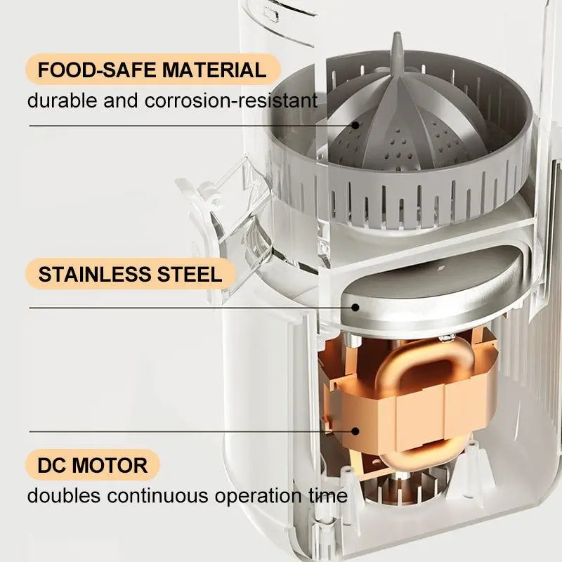 عصارة ضغط بارد لاسلكية محمولة لاستخراج عصير البرتقال الطازج - أداة مطبخ كهربائية مدمجة