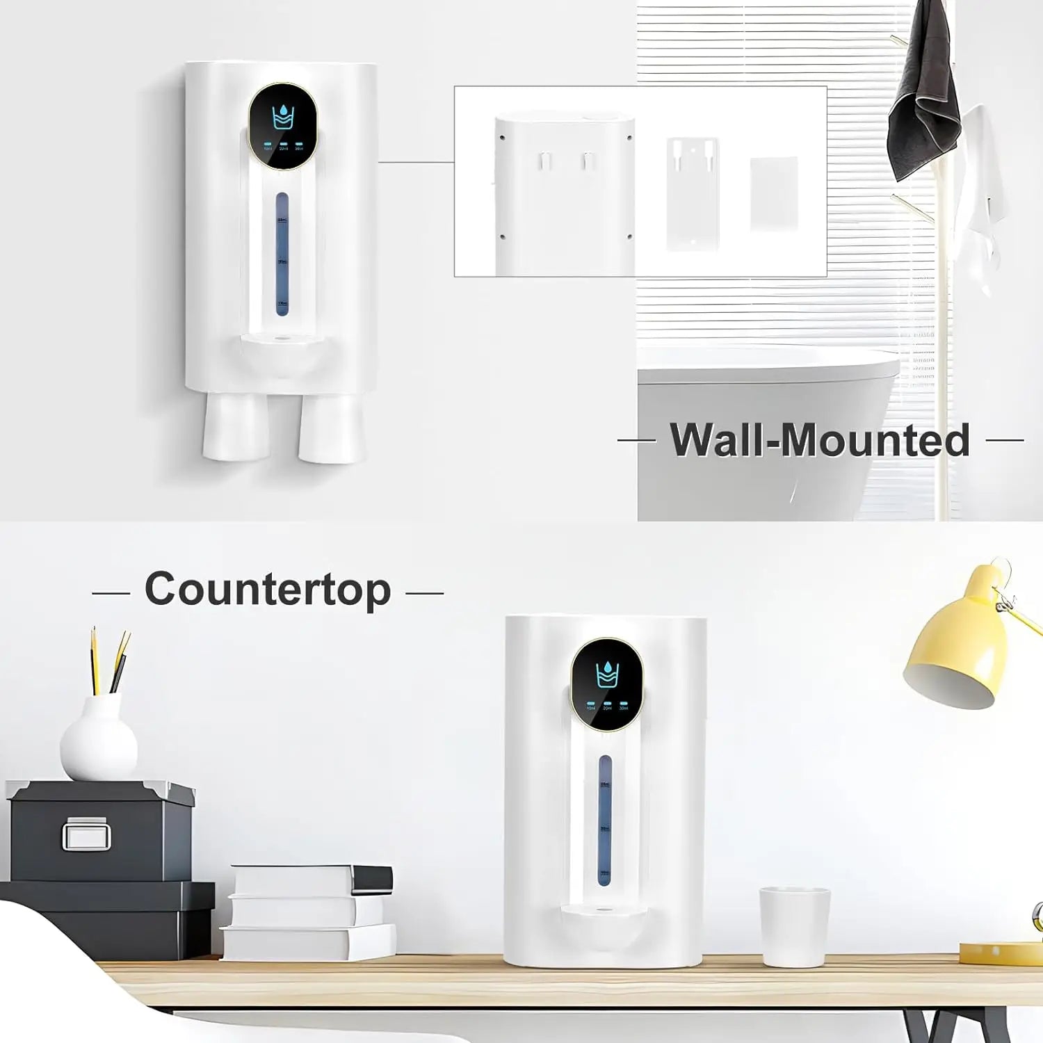 Touchless Wall-Mounted Automatic Mouthwash Dispenser with Cups - Ideal for Kids and Adults